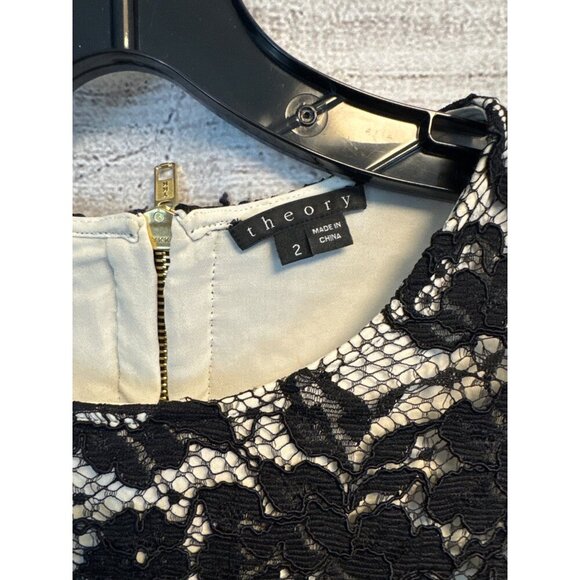 Theory Marique Black Lace Long Sleeve Dress Size 2 - Picture 2 of 3